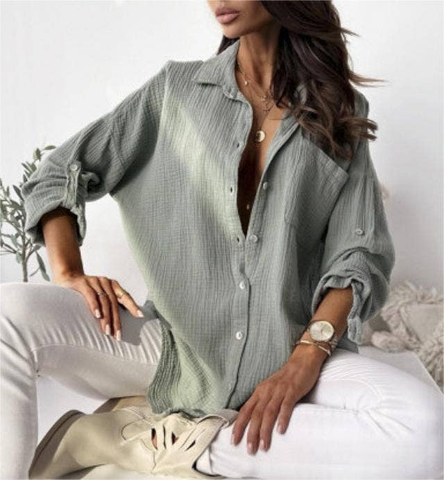 Multicolor shirt, loose top, long-sleeved blouse