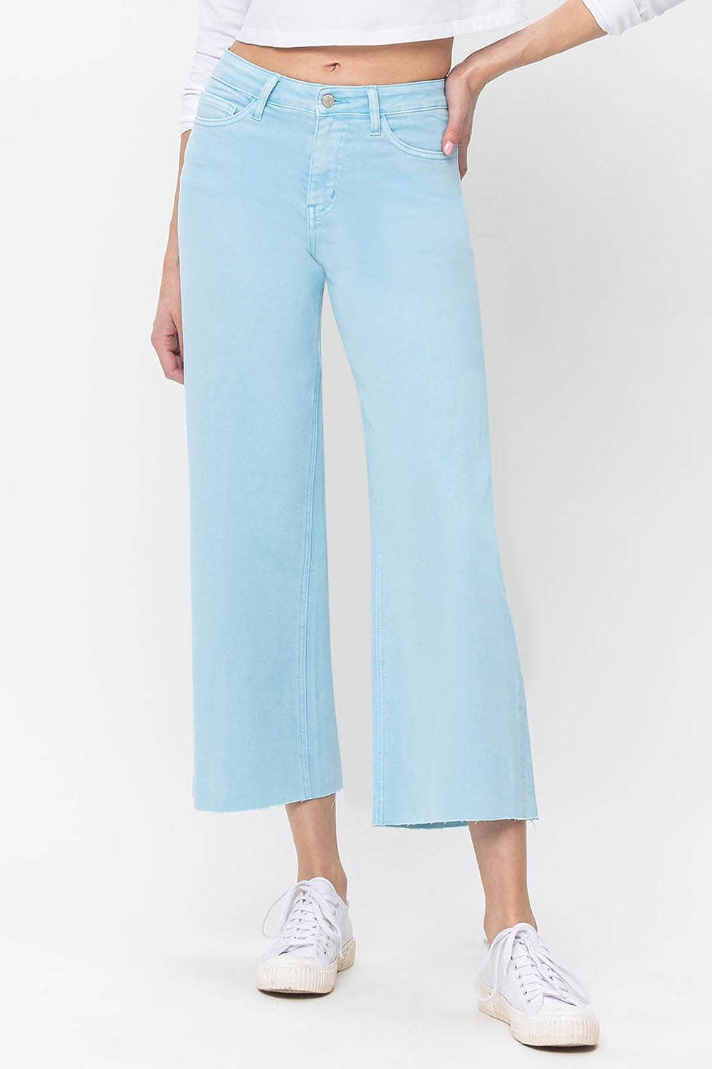 HIGH RISE CROP WIDE LEG JEANS - Vervet