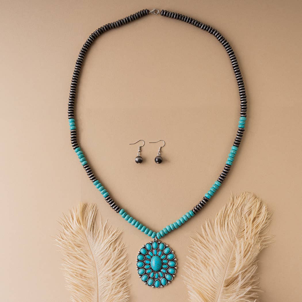 Squash Blossom Necklace - Turquoise & Silver