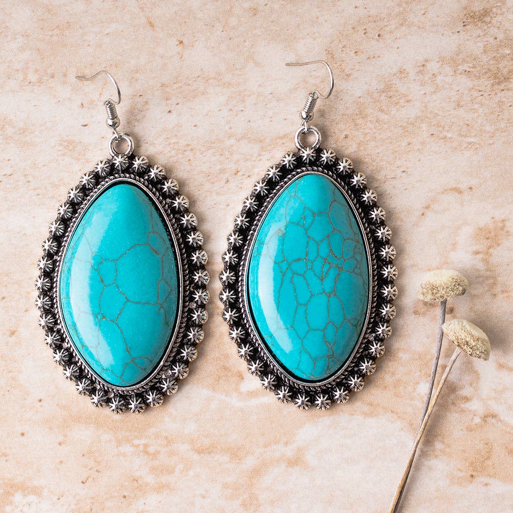 Western Turquoise Earrings - Turquoise & Silver