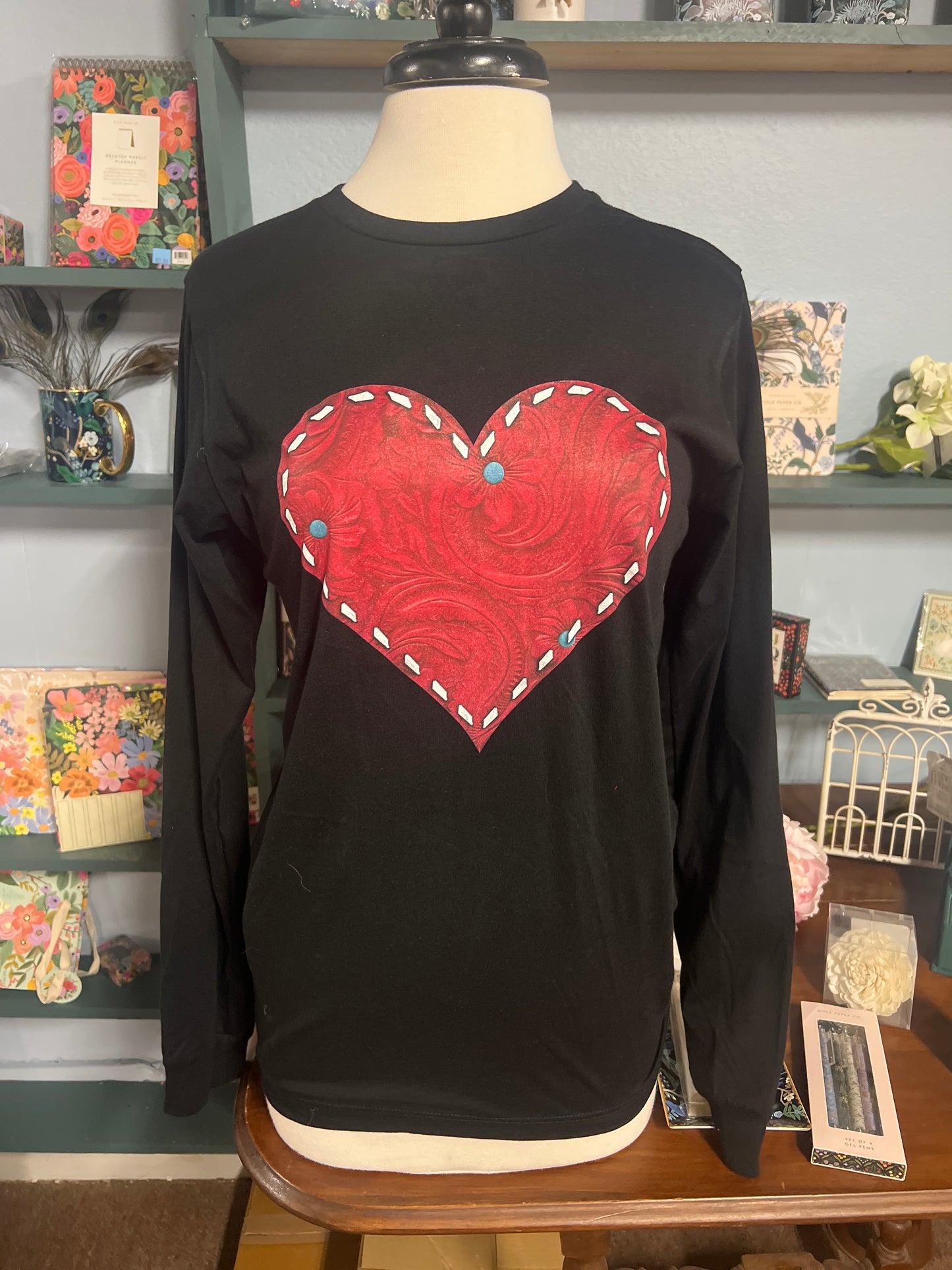 Red leather look valentines heart