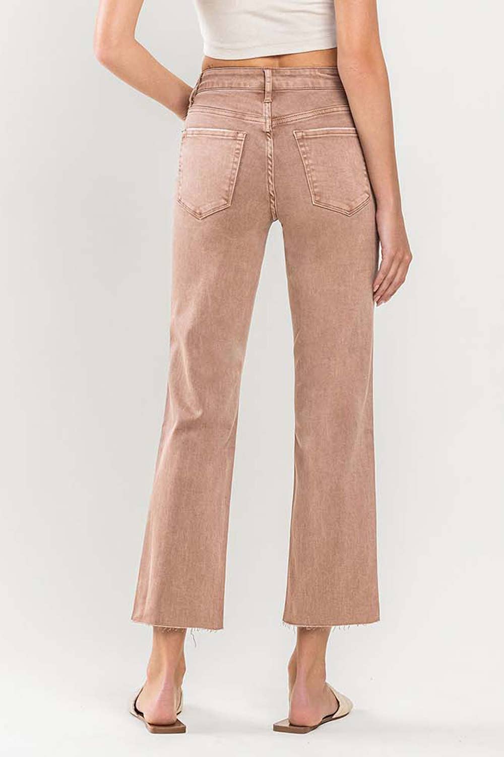 MID RISE CROP RAW HEM STRAIGHT JEANS - VERVET