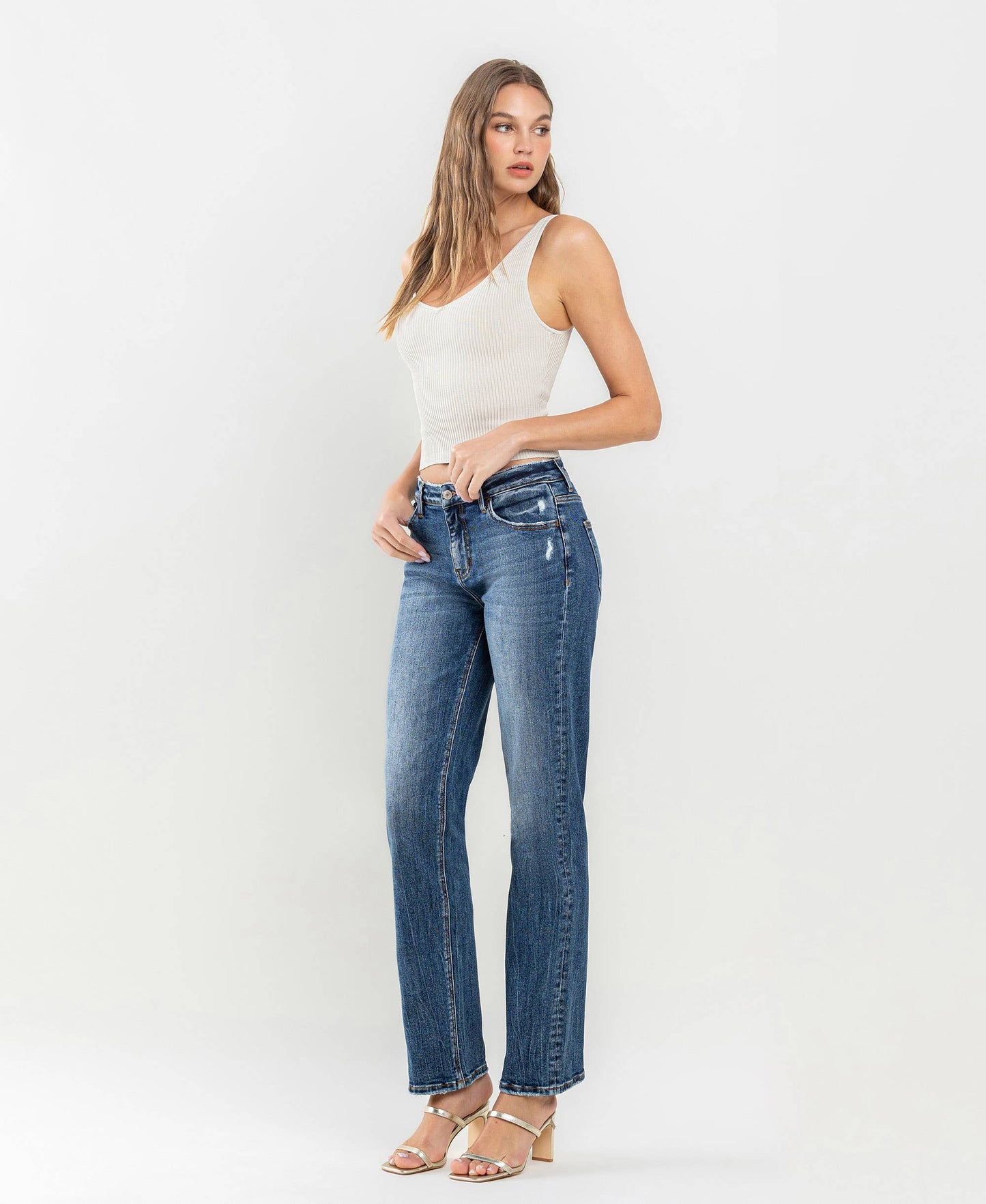 MID RISE STRAIGHT JEANS- VERVET