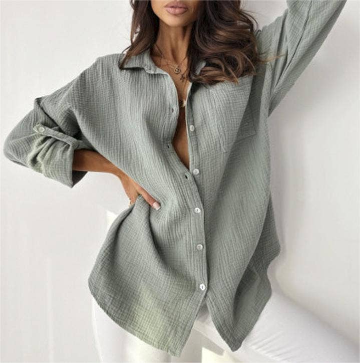 Multicolor shirt, loose top, long-sleeved blouse