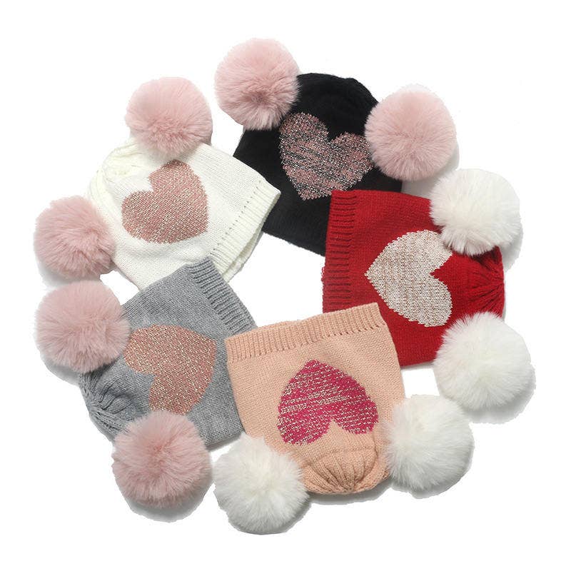 Double Wool Ball Wool Hat Girls Love Knitted Hat