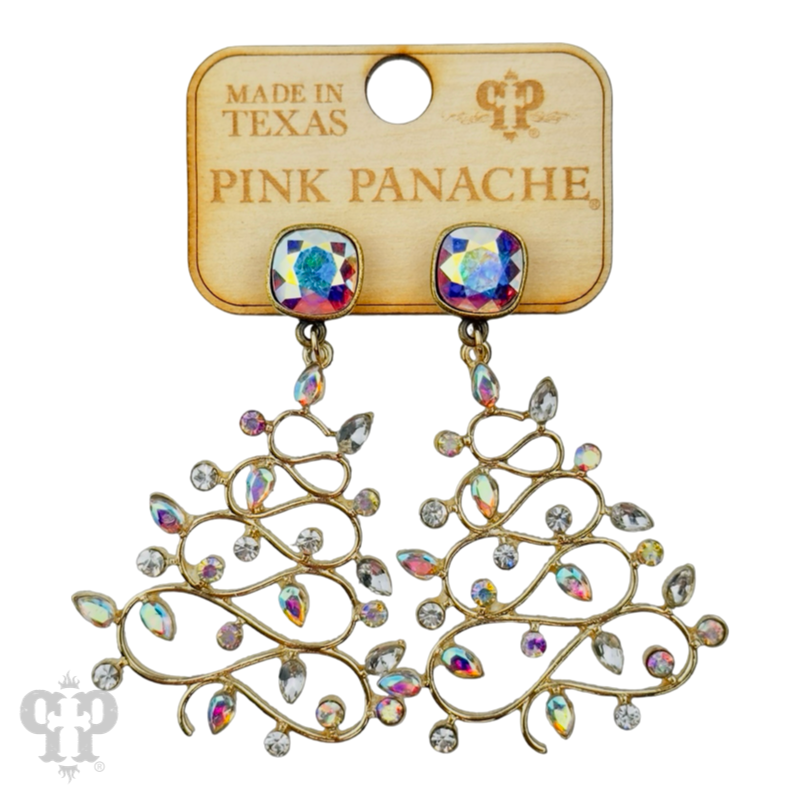 Rhinestone whimsical Christmas tree earring