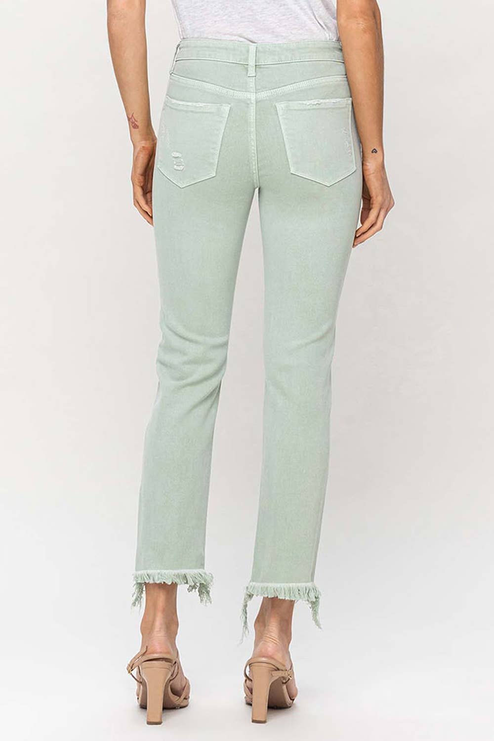 MID RISE CROP STRAIGHT JEANS- VERVET