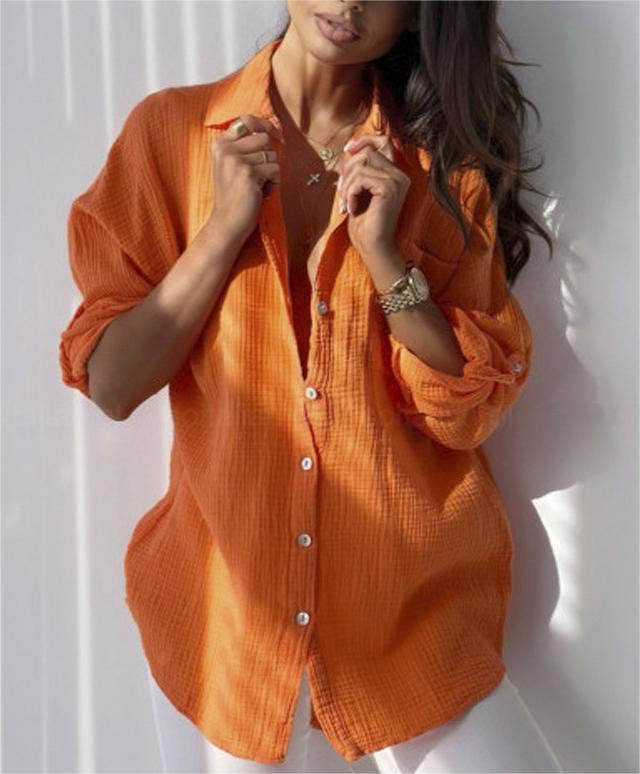 Multicolor shirt, loose top, long-sleeved blouse