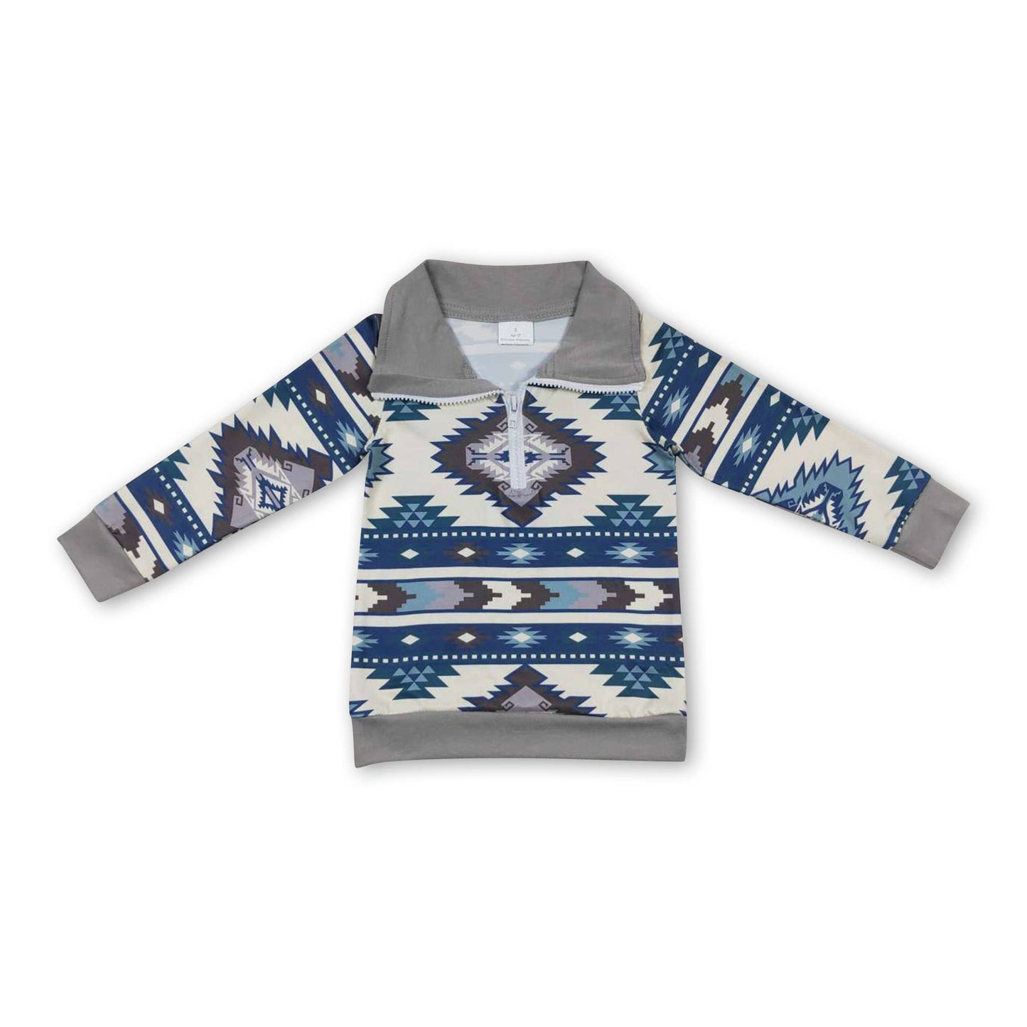 Long sleeves kids boys zipper aztec western pullover