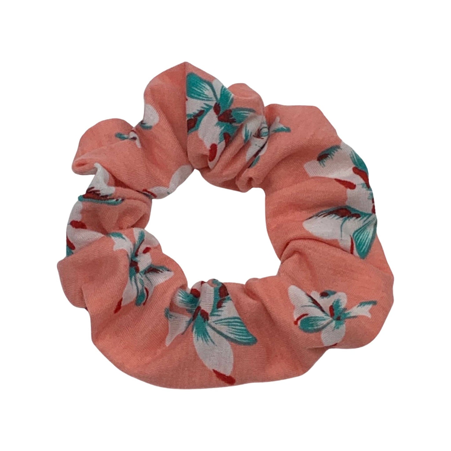 Floral Peach Print Hair Scrunchie