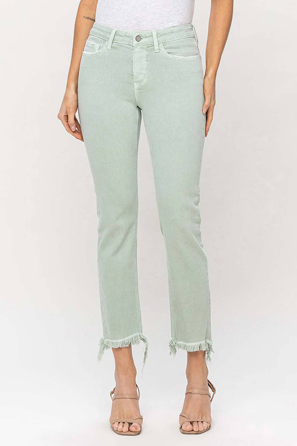 MID RISE CROP STRAIGHT JEANS- VERVET