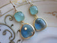 Aqua Blue Earrings Sapphire Gold