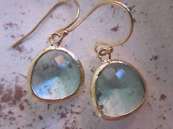 Prasiolite Earrings Green Gold Filled