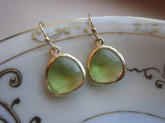 Peridot Apple Green Earrings