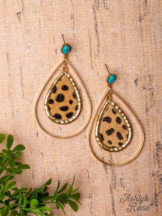 LEOPARD DOUBLE TEARDROP EARRINGS