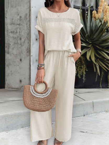 Casual Chic Short-Sleeved Trouser Set