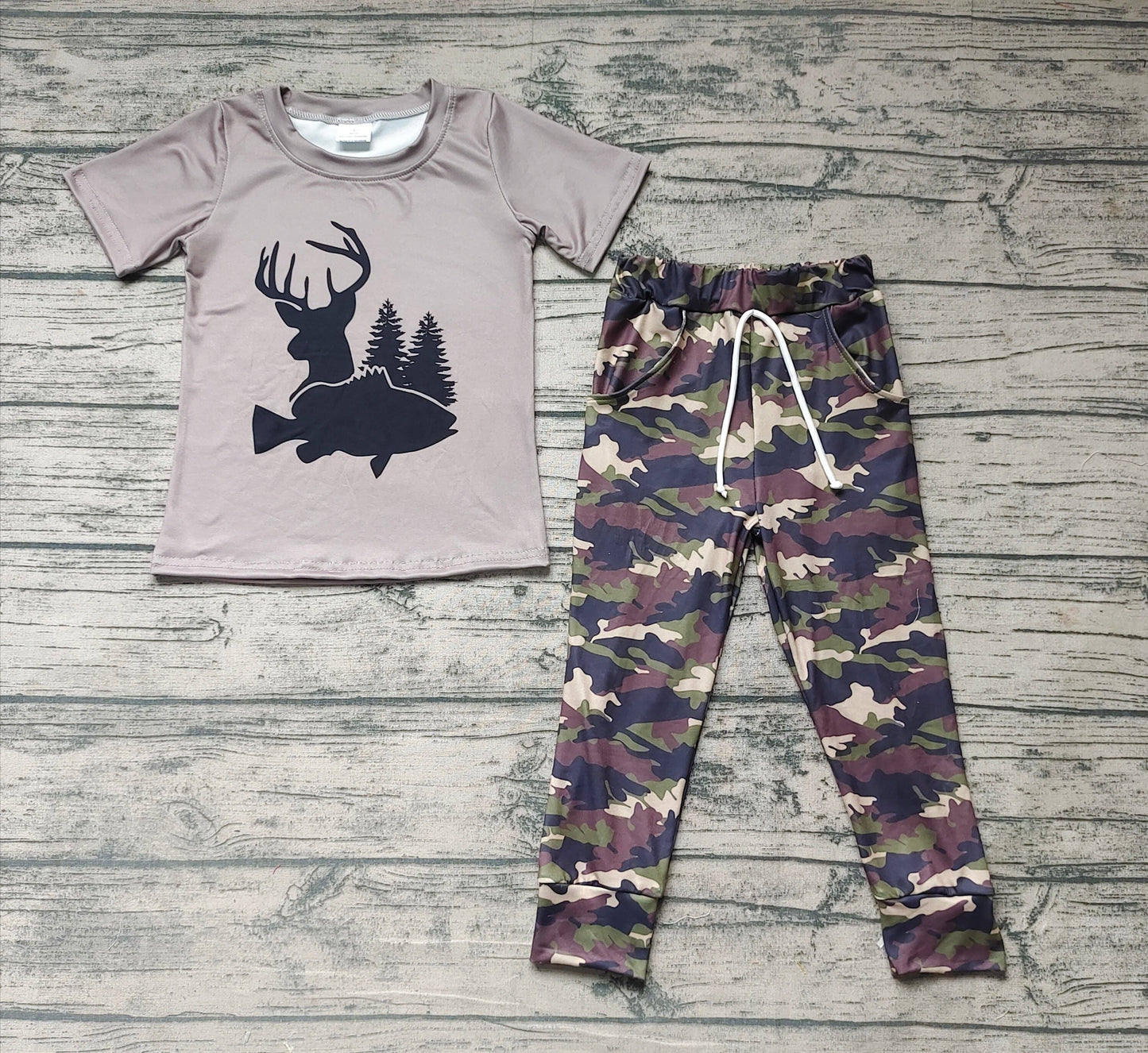 Baby Boys Deer Camo Tee Shirt Pants Sets