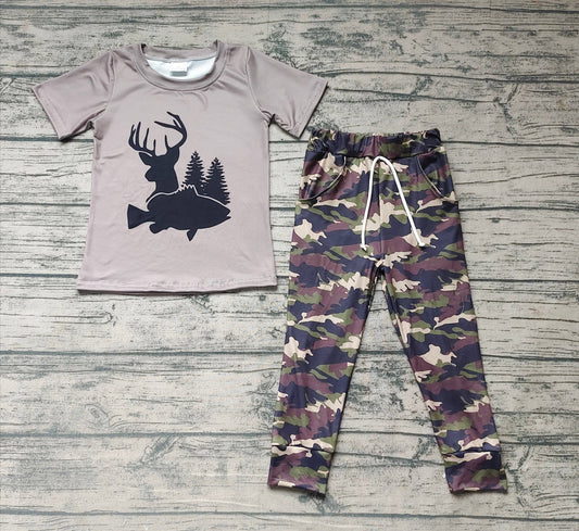 Baby Boys Deer Camo Tee Shirt Pants Sets