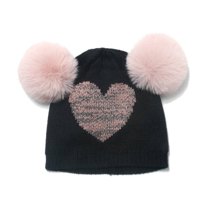 Double Wool Ball Wool Hat Girls Love Knitted Hat