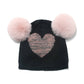 Double Wool Ball Wool Hat Girls Love Knitted Hat
