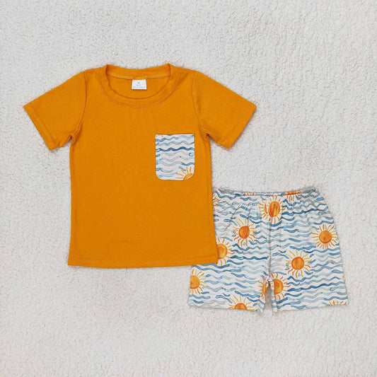 Baby Boys Sea Sun Short Sleeve Tee Shirts Tops Shorts Clothes Sets