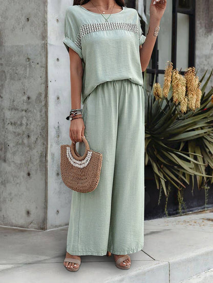 Casual Chic Short-Sleeved Trouser Set