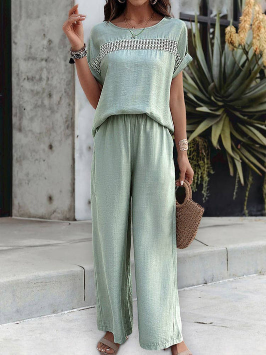 Casual Chic Short-Sleeved Trouser Set