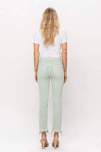 MID RISE CROP STRAIGHT JEANS- VERVET