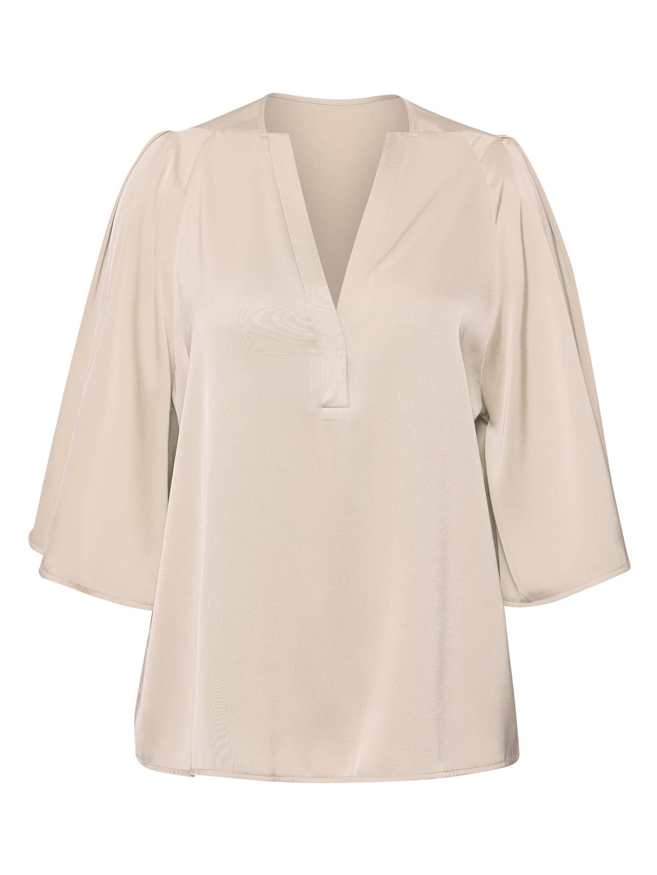 3/4 Sleeve Casual Loose Shirts V Neck Blouses