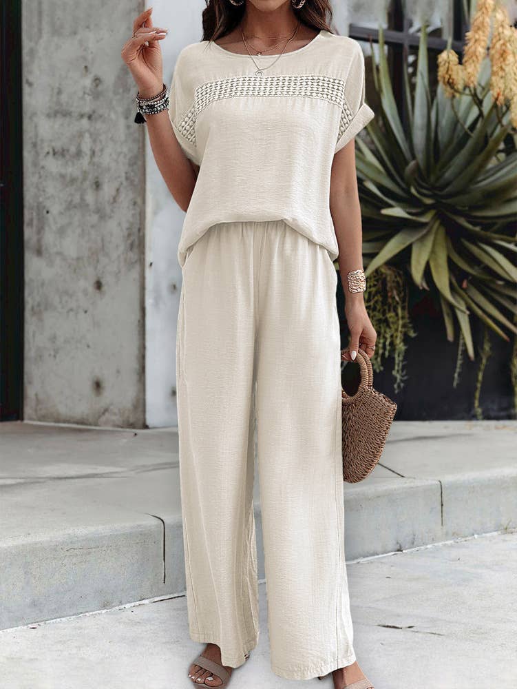 Casual Chic Short-Sleeved Trouser Set