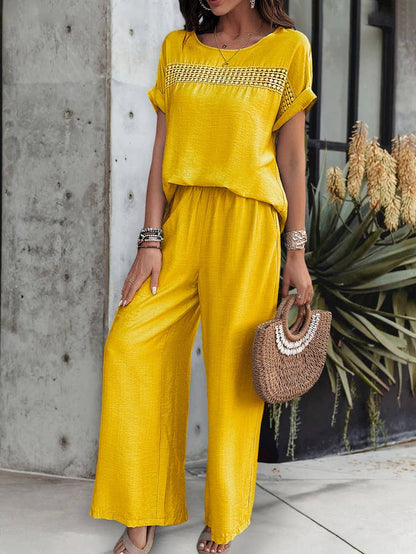 Casual Chic Short-Sleeved Trouser Set