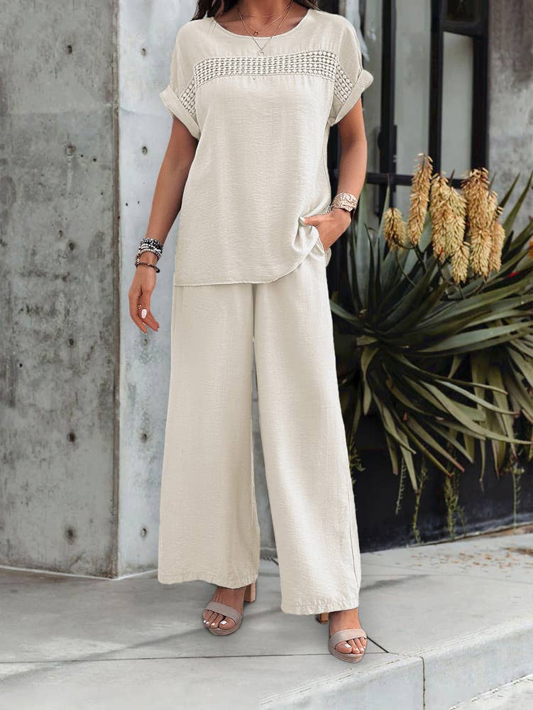 Casual Chic Short-Sleeved Trouser Set