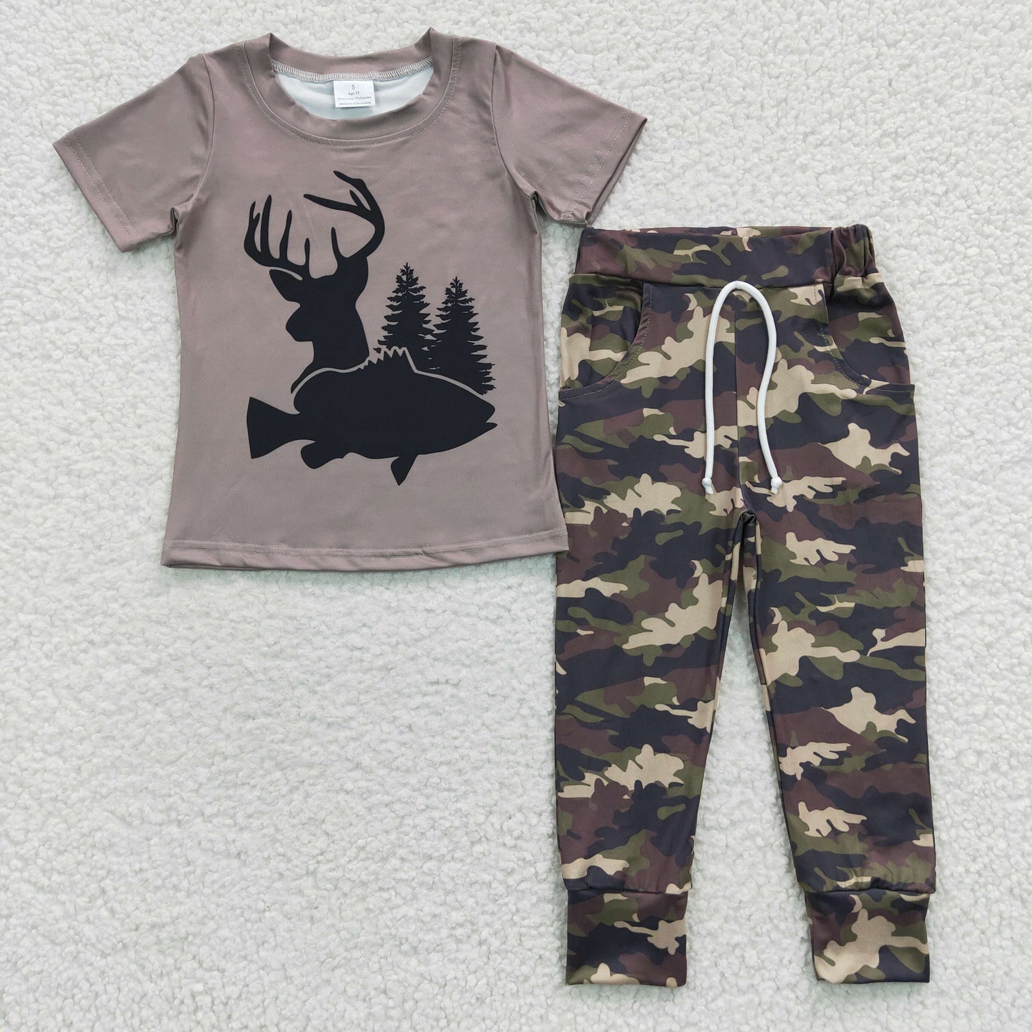 Baby Boys Deer Camo Tee Shirt Pants Sets