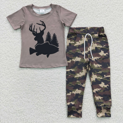 Baby Boys Deer Camo Tee Shirt Pants Sets