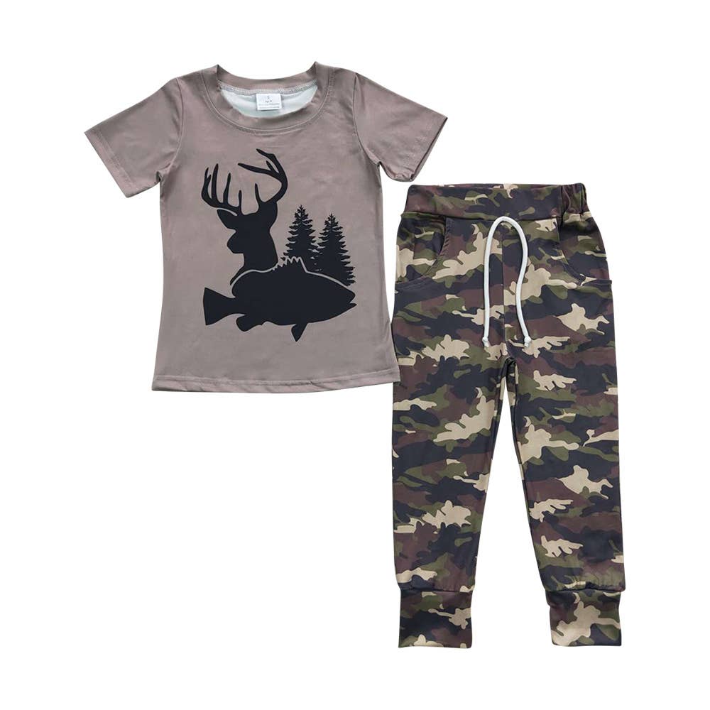 Baby Boys Deer Camo Tee Shirt Pants Sets