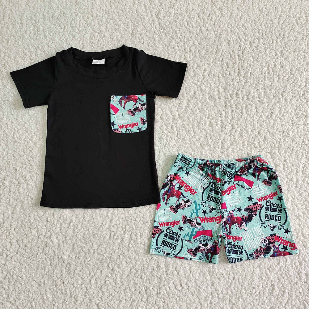 Baby Boy Turquoise Western Short Set