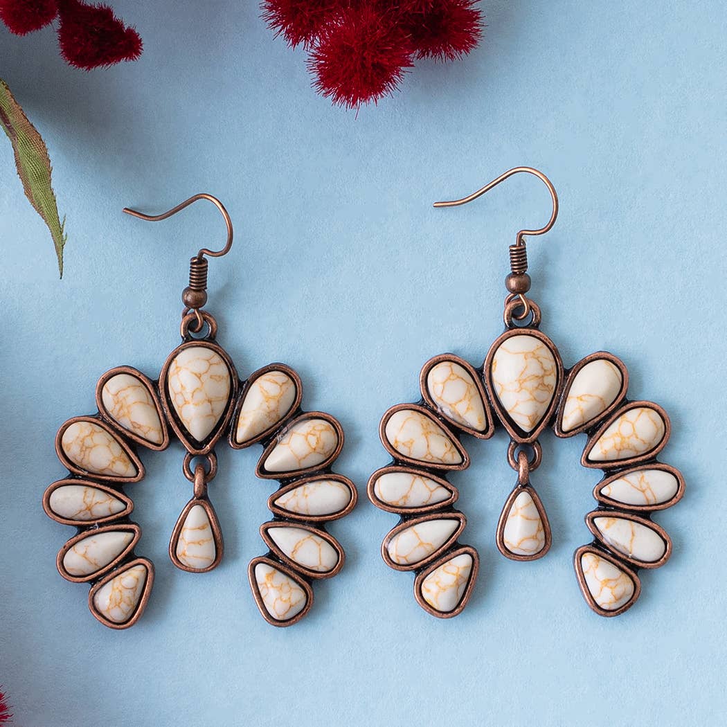 Squash Blossom Earrings - Ivory & Copper