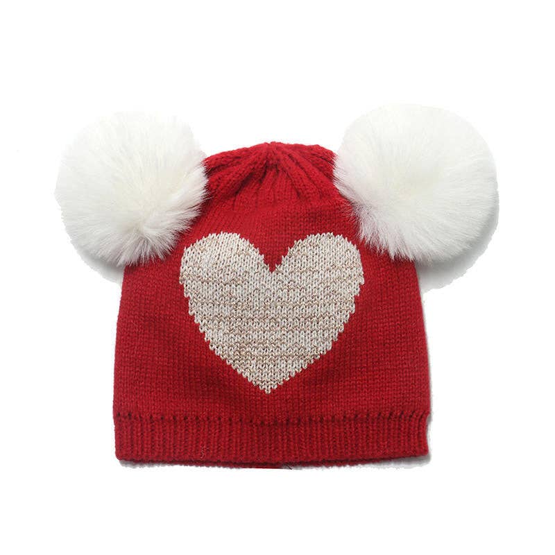 Double Wool Ball Wool Hat Girls Love Knitted Hat