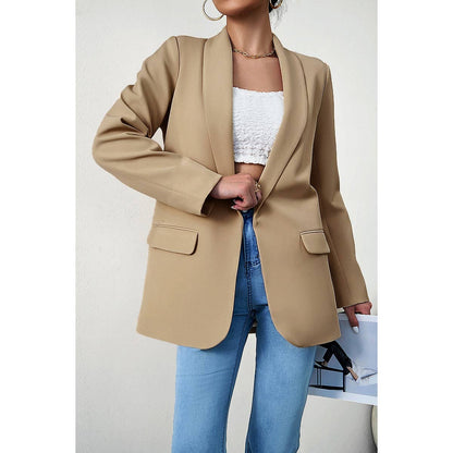 Solid Front Open Turndown Collar Blazer