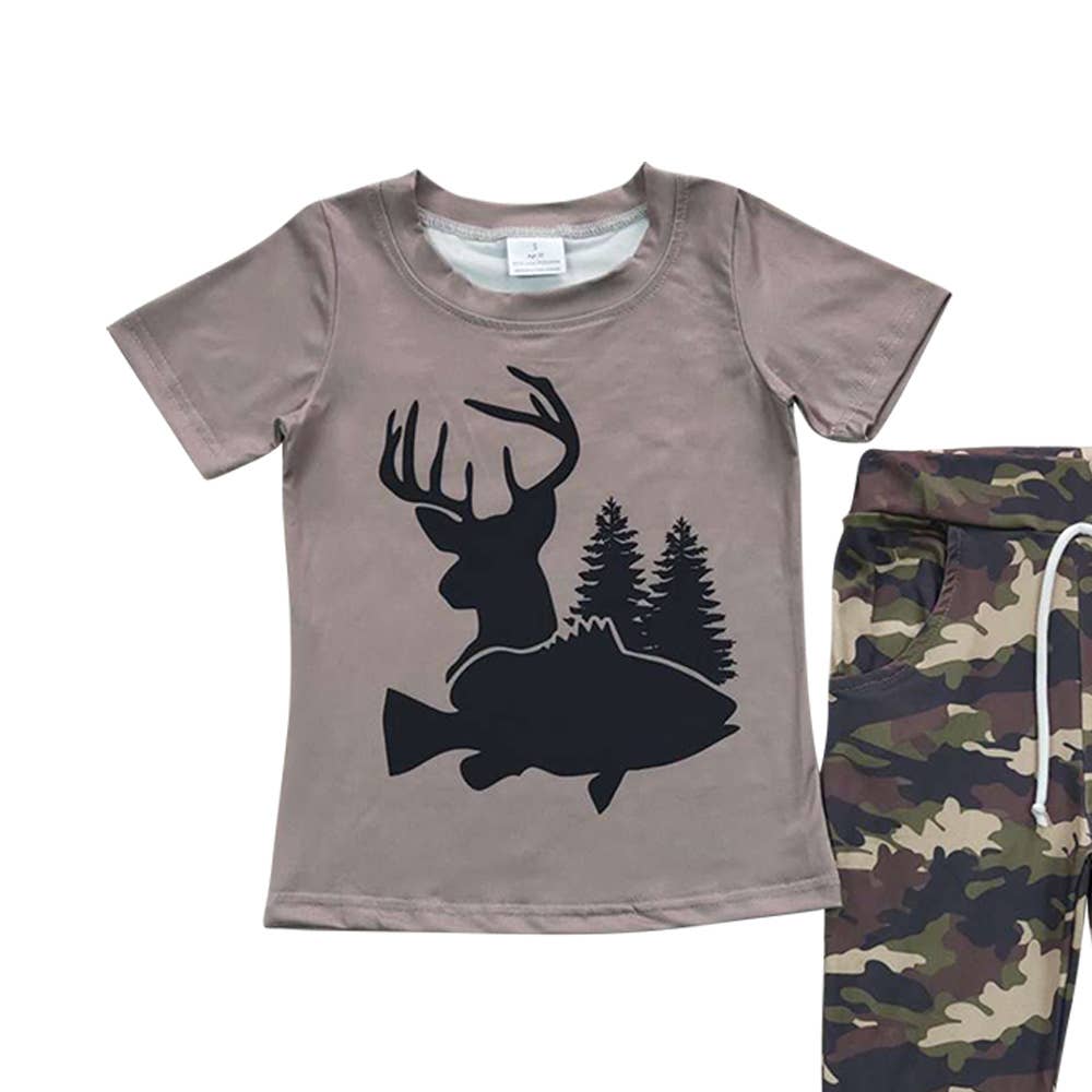 Baby Boys Deer Camo Tee Shirt Pants Sets