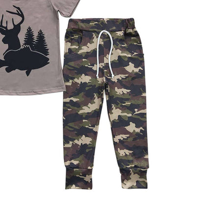 Baby Boys Deer Camo Tee Shirt Pants Sets