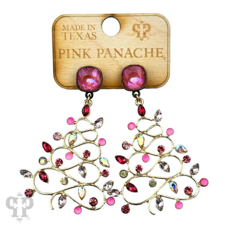 Rhinestone whimsical Christmas tree earring