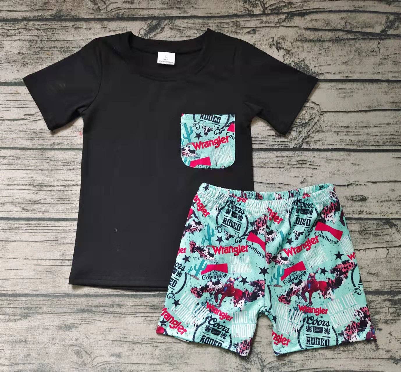 Baby Boy Turquoise Western Short Set