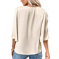 3/4 Sleeve Casual Loose Shirts V Neck Blouses