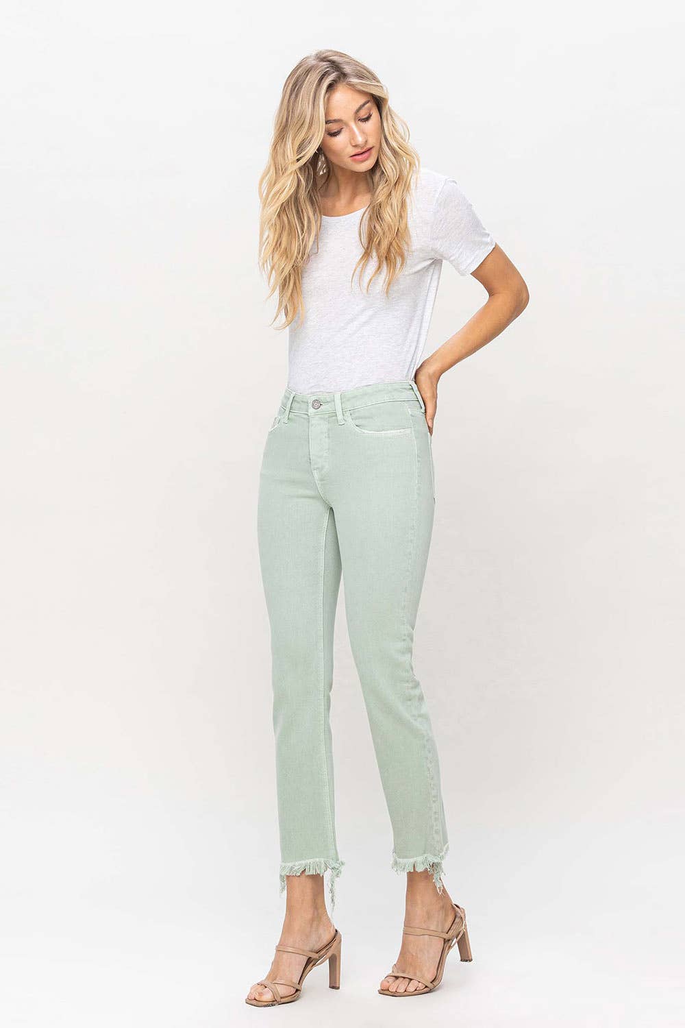 MID RISE CROP STRAIGHT JEANS- VERVET