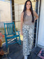 Chocolate Zebra Print Wide Leg Pants