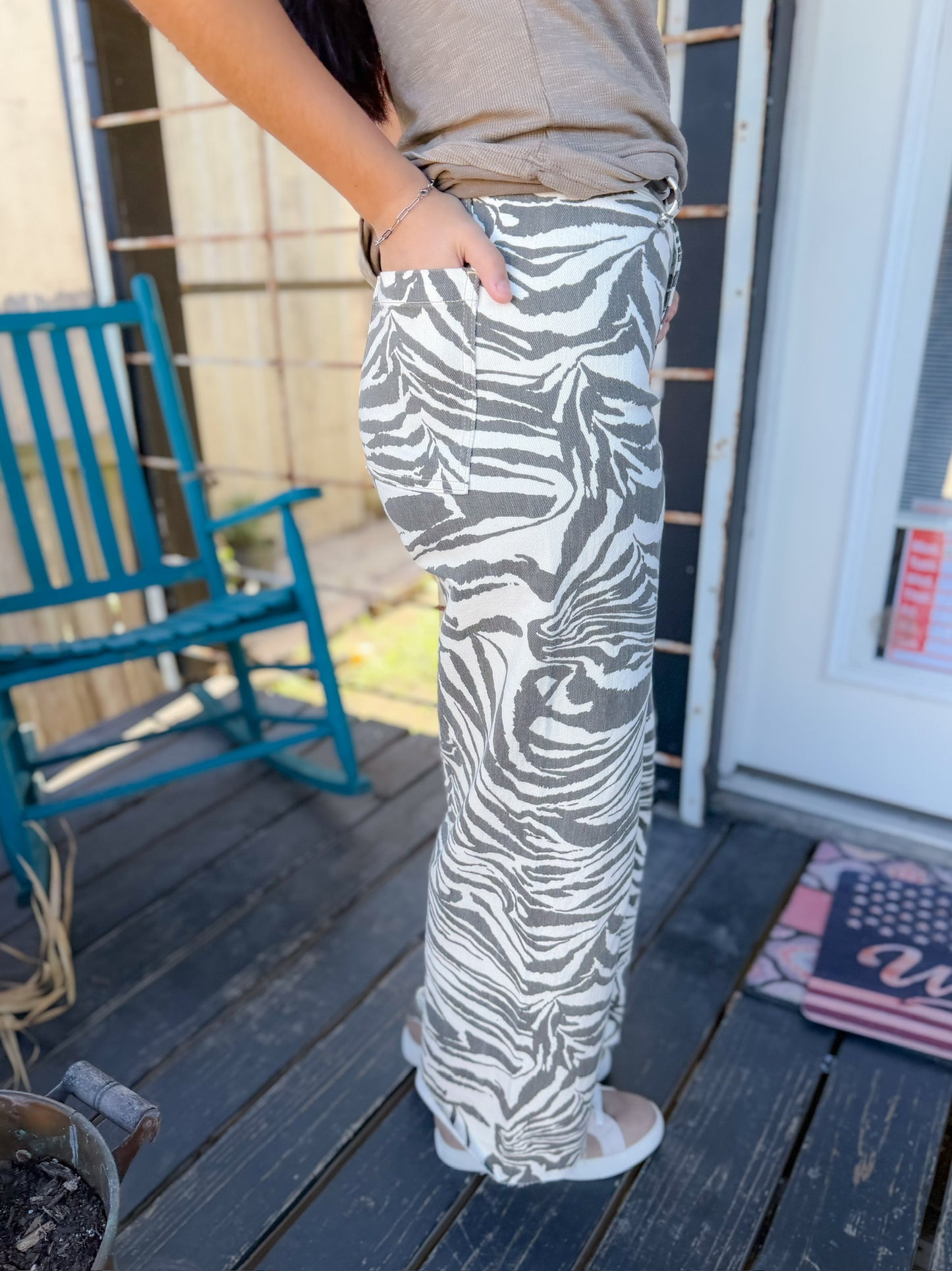 Chocolate Zebra Print Wide Leg Pants
