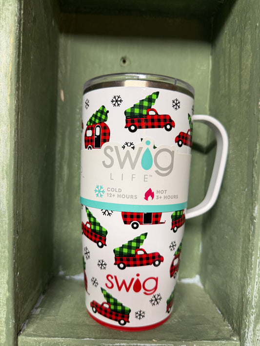 Red Holiday Truck Tumbler With Handle 22 oz. | Swig