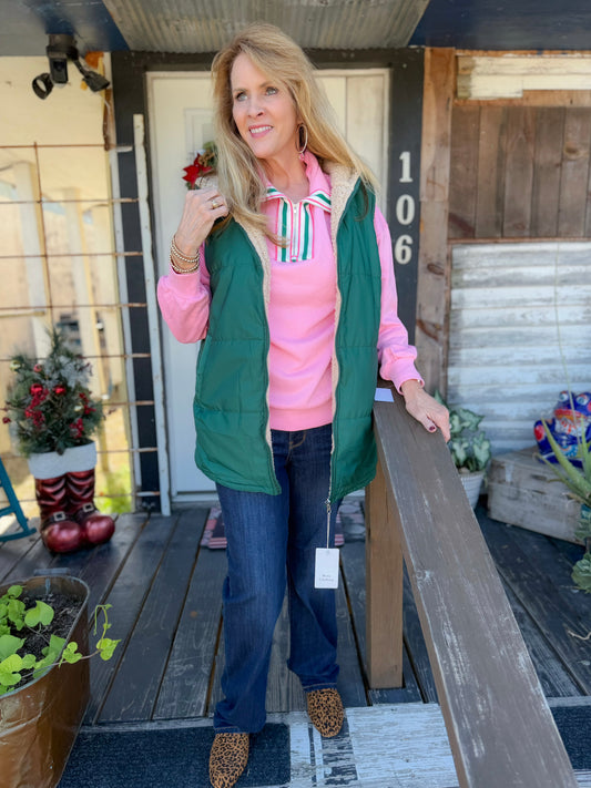 Green Reversible Hooded Vest