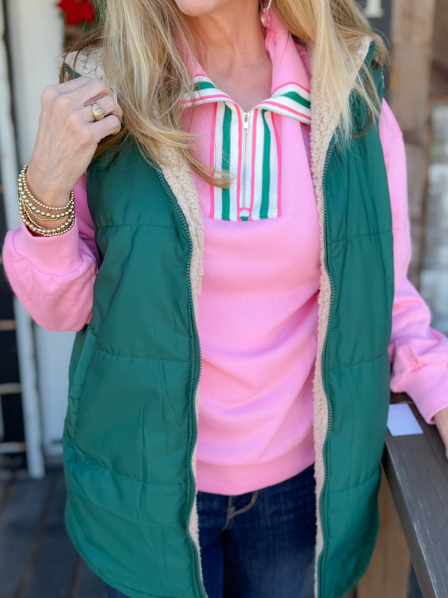 Green Reversible Hooded Vest